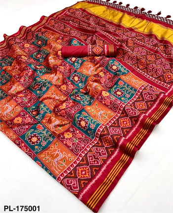 Super Trending Patan Patola Printed Handloom Silk Saree