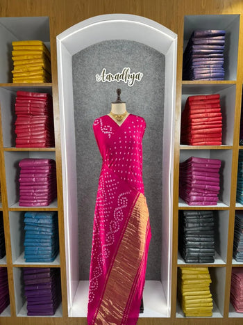 Ek Dani Bandhani With Pure Lagadi Patta Saree