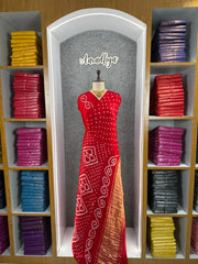 Ek Dani Bandhani With Pure Lagadi Patta Saree