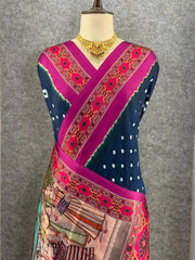 Pure Modal Silk Nakshi Pallu & Ajrakh Border Saree