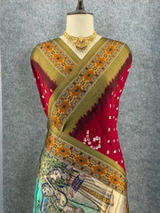 Pure Modal Silk Nakshi Pallu & Ajrakh Border Saree