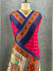 Pure Modal Silk Nakshi Pallu & Ajrakh Border Saree