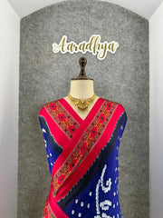 Pure Modal Silk Nakshi Pallu & Ajrakh Border Saree