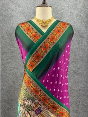 Pure Modal Silk Nakshi Pallu & Ajrakh Border Saree