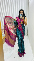 Pure Modal Silk Nakshi Pallu & Ajrakh Border Saree