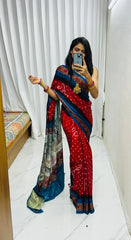 Pure Modal Silk Nakshi Pallu & Ajrakh Border Saree