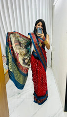 Pure Modal Silk Nakshi Pallu & Ajrakh Border Saree