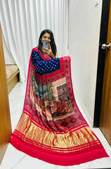 Pure Modal Silk Nakshi Pallu & Ajrakh Border Saree