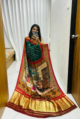Pure Modal Silk Nakshi Pallu & Ajrakh Border Saree