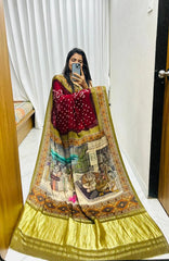 Pure Modal Silk Nakshi Pallu & Ajrakh Border Saree