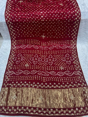 Gaji Silk Bandhani Gota Pati Saree