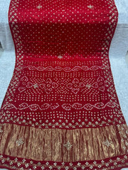 Gaji Silk Bandhani Gota Pati Saree