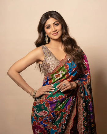 Latest Shilpa Shetty Inspired Designer Patola Printed Saree