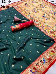 Rajwadi Mor Paithani Zari Butti Saree
