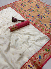 Rajwadi Mor Paithani Zari Butti Saree