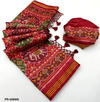 Handloom Silk Elephant Printed Patola Saree