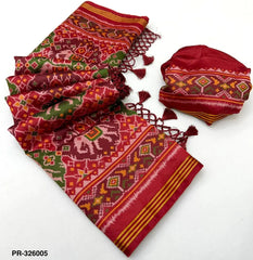 Handloom Silk Elephant Printed Patola Saree