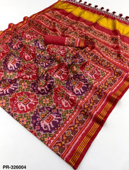 Handloom Silk Elephant Printed Patola Saree