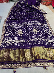 Gaji Silk Bandhani Gota Pati Hand Work Saree