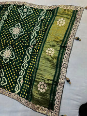 Gaji Silk Bandhani Gota Pati Hand Work Saree