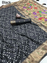 Pure Viscose Silk Bandhani Paithani Saree