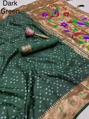 Pure Viscose Silk Bandhani Paithani Saree