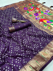Pure Viscose Silk Bandhani Paithani Saree
