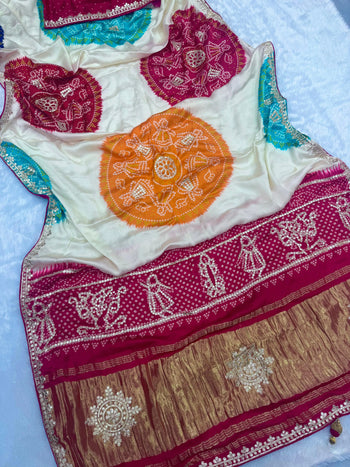 Pure Gaji Silk Rasmandal Bandhani Saree