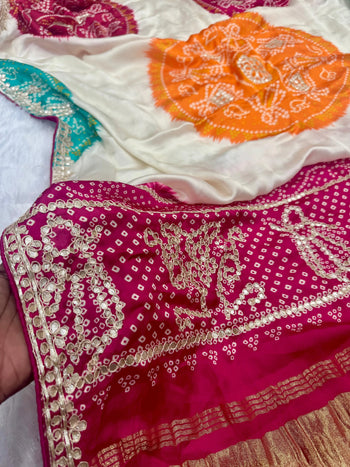 Pure Gaji Silk Rasmandal Bandhani Saree