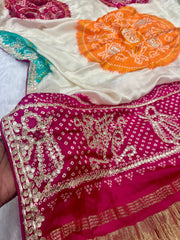 Pure Gaji Silk Rasmandal Bandhani Saree