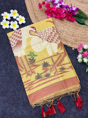 Soft Muga Cotton Resham Weaving Saree