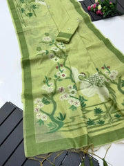 Soft Muga Cotton Resham Weaving Saree