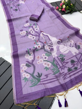 Soft Muga Cotton Resham Weaving Saree