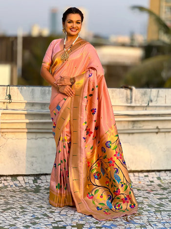 Bamboo Tissue Silk Half Half Paithani Saree