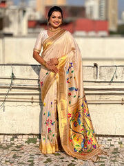 Bamboo Tissue Silk Half Half Paithani Saree