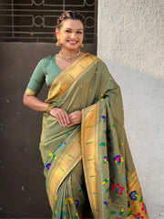 Bamboo Tissue Silk Half Half Paithani Saree