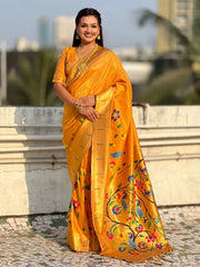 Bamboo Tissue Silk Half Half Paithani Saree