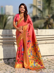 Bamboo Tissue Silk Half Half Paithani Saree