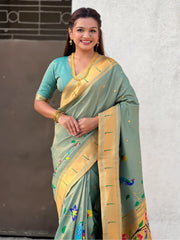 Bamboo Tissue Silk Half Half Paithani Saree