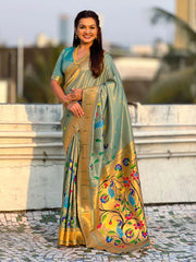 Bamboo Tissue Silk Half Half Paithani Saree