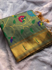 Bamboo Tissue Silk Half Half Paithani Saree