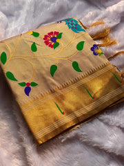 Bamboo Tissue Silk Half Half Paithani Saree