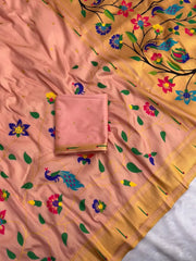 Bamboo Tissue Silk Half Half Paithani Saree