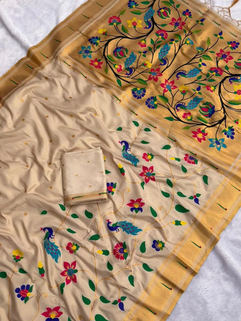 Bamboo Tissue Silk Half Half Paithani Saree