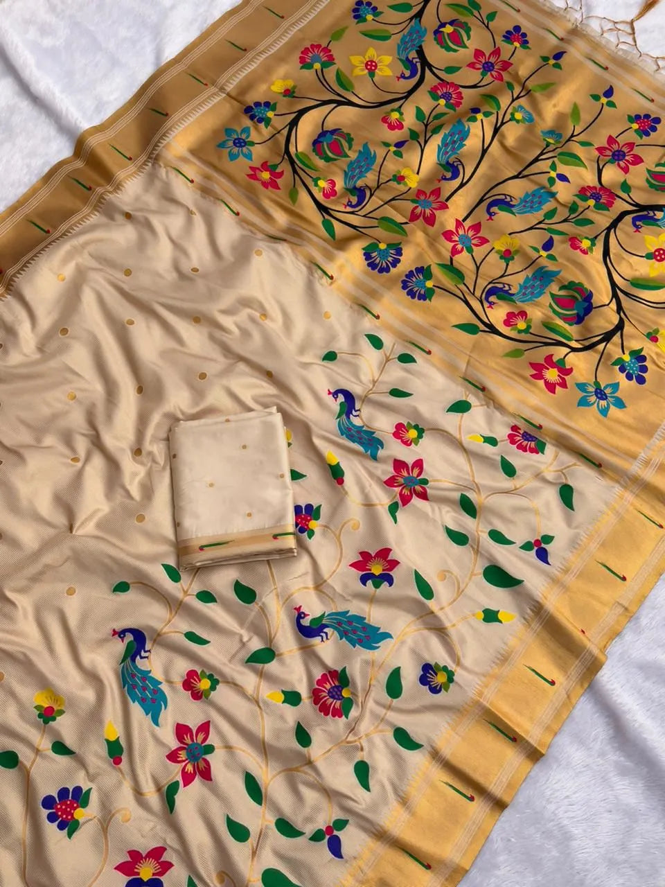 Bamboo Tissue Silk Half Half Paithani Saree
