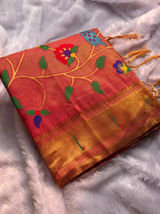 Bamboo Tissue Silk Half Half Paithani Saree