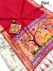Pure Khadi Raw Silk Hiran Paithani Saree