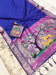 Pure Khadi Raw Silk Hiran Paithani Saree