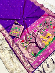 Pure Khadi Raw Silk Hiran Paithani Saree