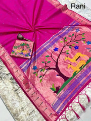 Pure Khadi Raw Silk Hiran Paithani Saree